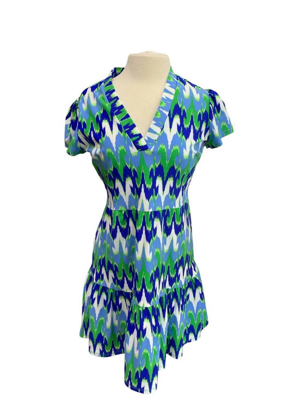 NEW JUDE CONNALLY women's ginger mini dress in paradise ikat cobalt